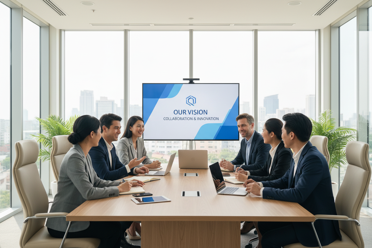 about us image with office meeting background